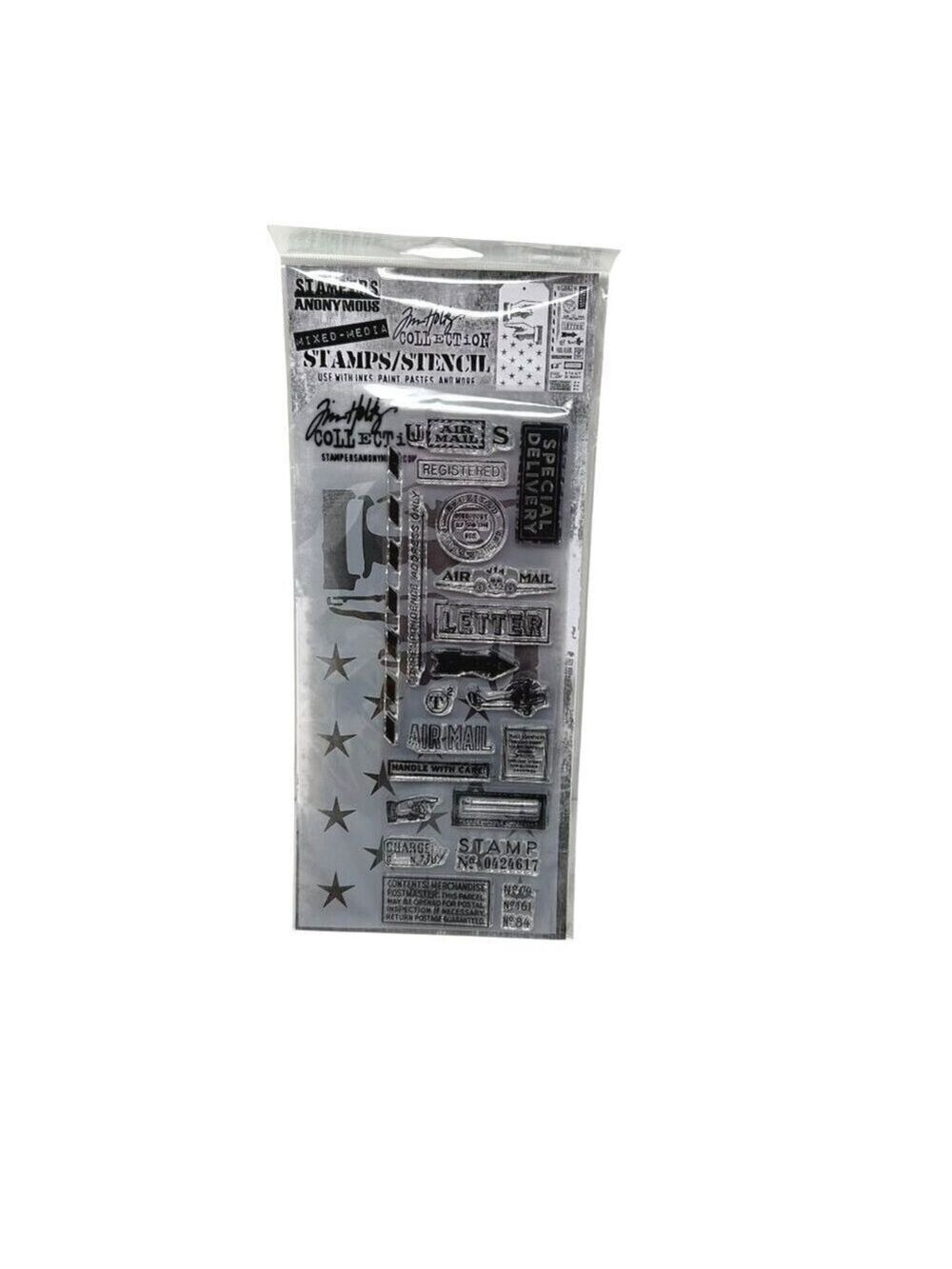 Tim Holtz Correspondence Clear Stamp Direction Stars Stencil THMM141 Mixed Media